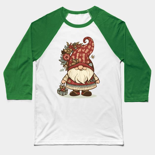 Cottagecore Santa Gnome Baseball T-Shirt by Heartsake